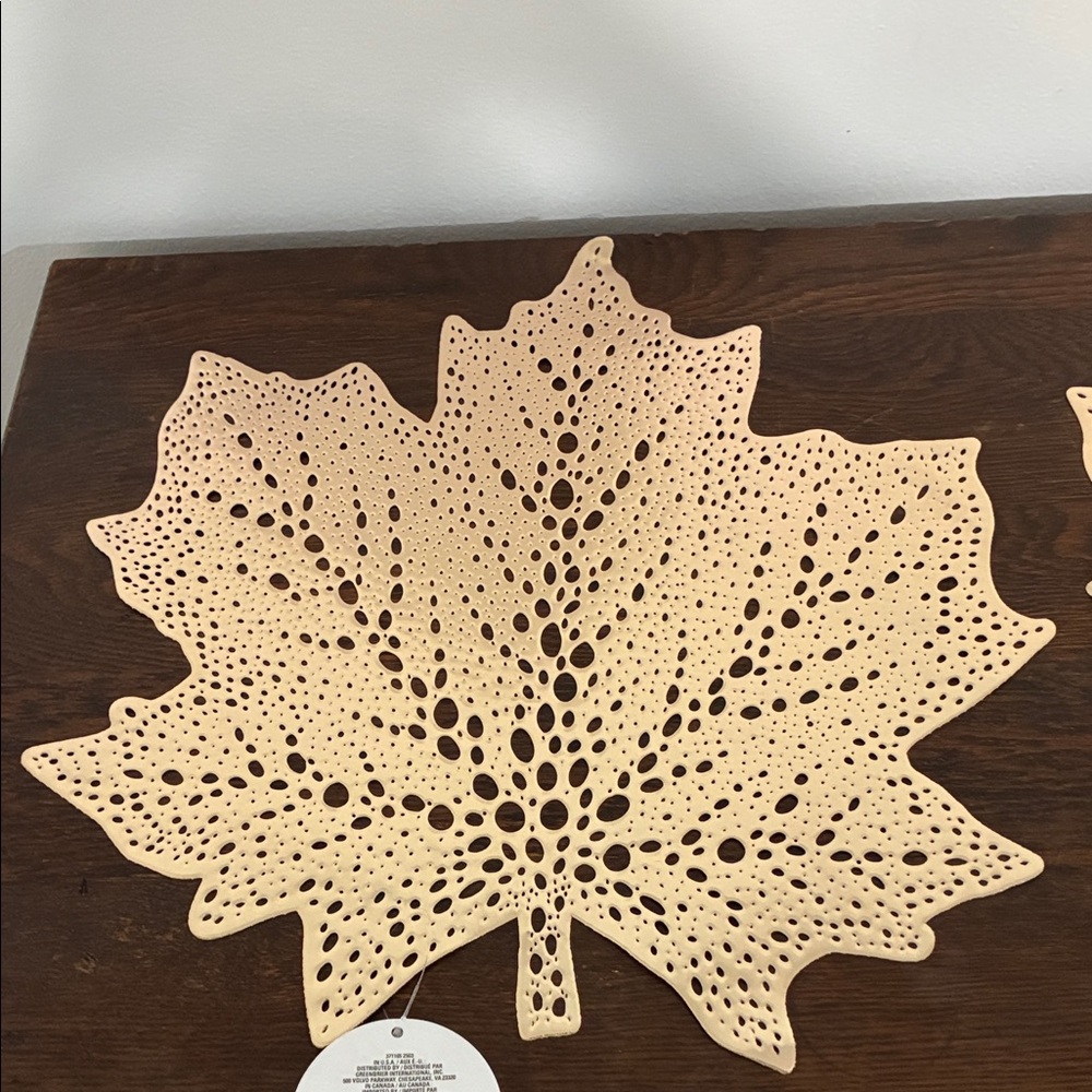 NWT- Set of 4- Metallic Gold- Fall Maple Leaf Shaped Cutout Placemats